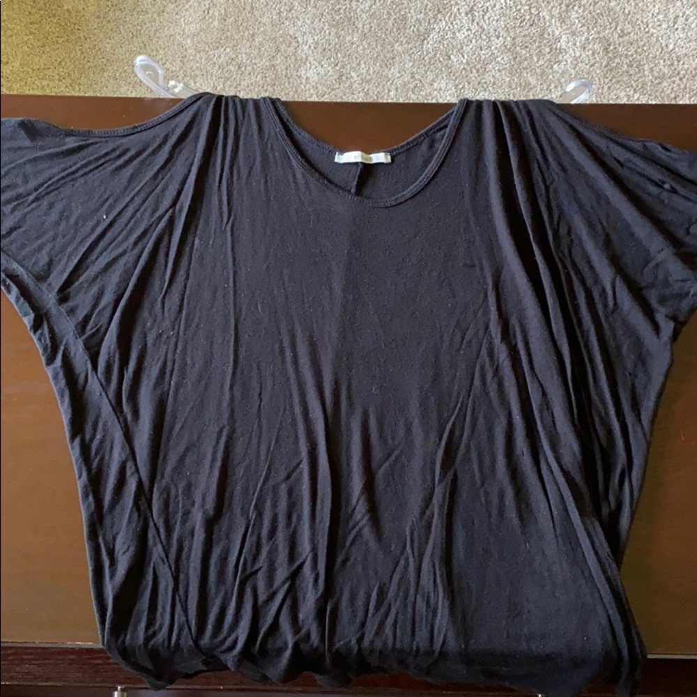 black open shoulder flowy shirt